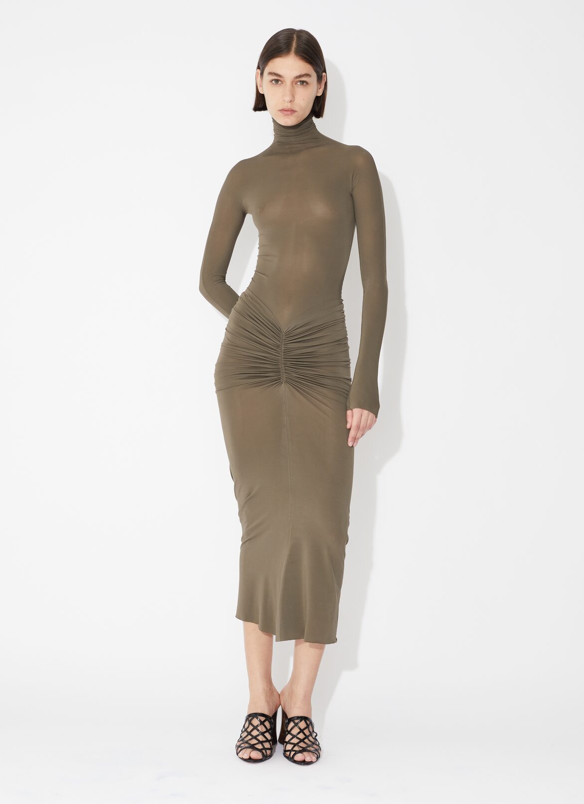 ROBE DRAPÉE EN JERSEY ALAÏA ROBE DRAPÉE EN JERSEY MARRON